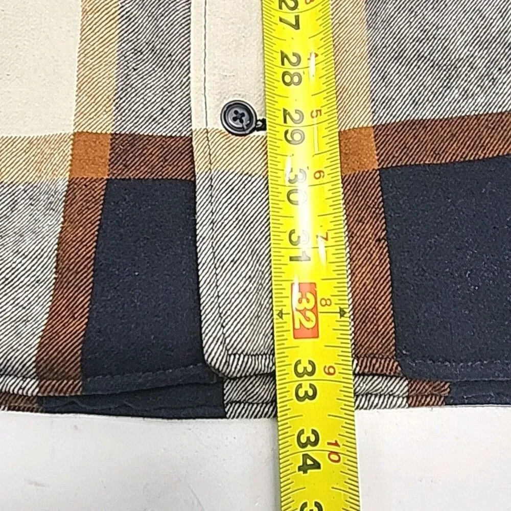 Levi Strauss Jacket Coat Quilt Lined Men Sz XL Zip Button Blue Tan Plaid Pockets